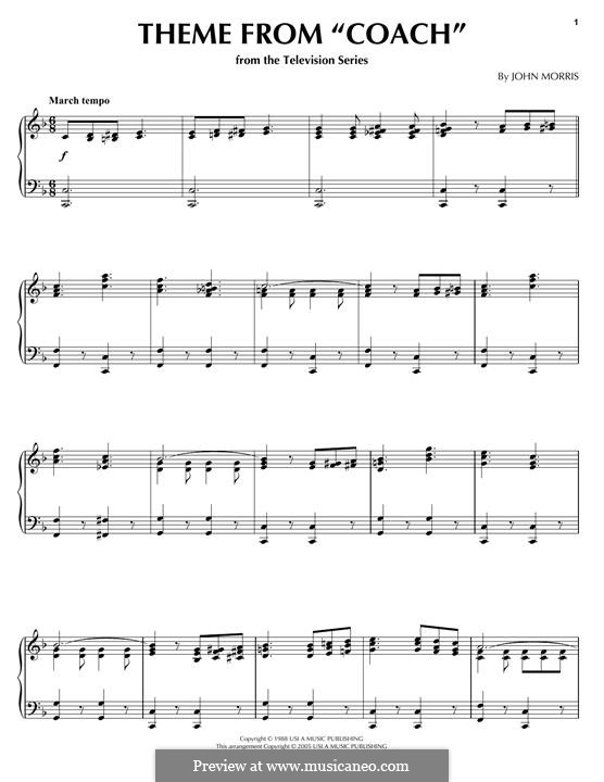 Theme from 'Coach': Para Piano by John Morris
