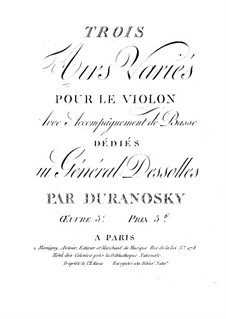 Trois airs variés for Violin and Basso Continuo, Op.5: parte do violino by August Duranowski