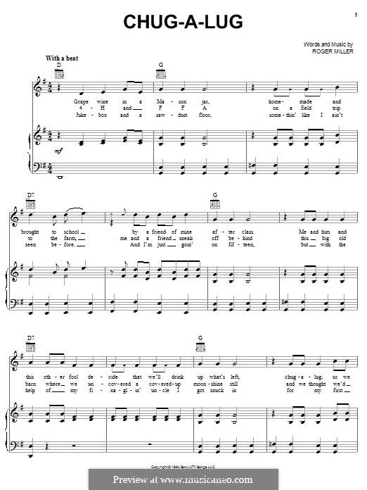 Chug-a-Lug: Para vocais e piano (ou Guitarra) by Roger Miller