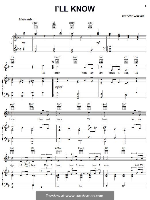 I'll Know (from Guys and Dolls) por F. Loesser Partituras on músicaNeo