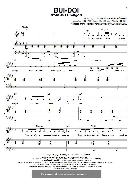 Bui-Doi: Para vocais e piano by Claude-Michel Schönberg