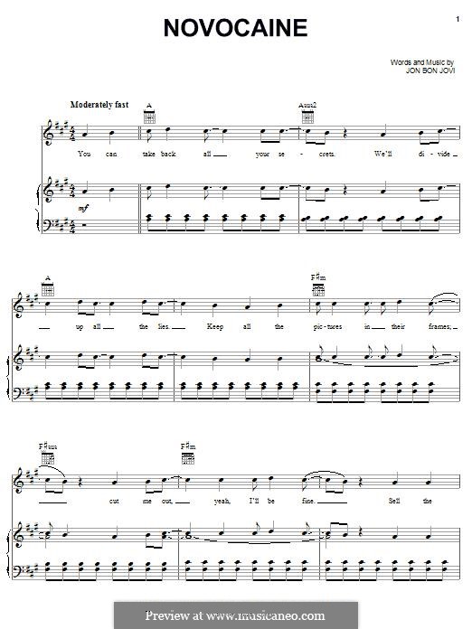 Novocaine (Bon Jovi): Para vocais e piano (ou Guitarra) by Jon Bon Jovi