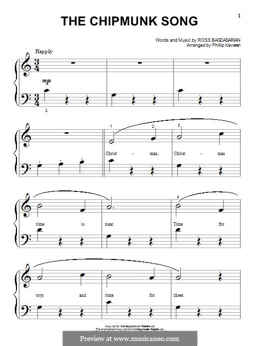 The Chipmunk Song (Alvin and the Chipmunks): Para Piano by Ross Bagdasarian