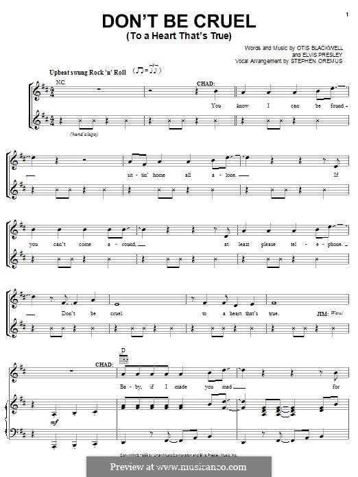Don't Be Cruel: Para vocais e piano (ou Guitarra) by Elvis Presley, Otis Blackwell