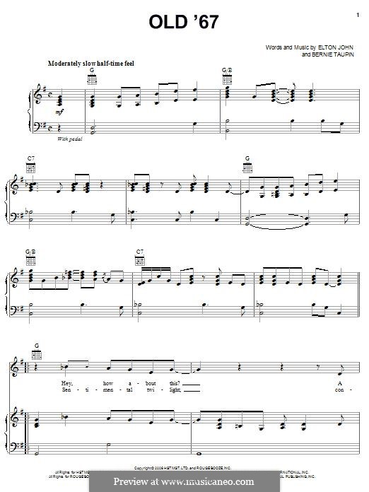 Old 67: Para vocais e piano (ou Guitarra) by Elton John