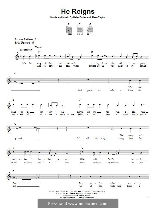 He Reigns (Newsboys): Para guitarra com guia by Peter Furler, Steve Taylor