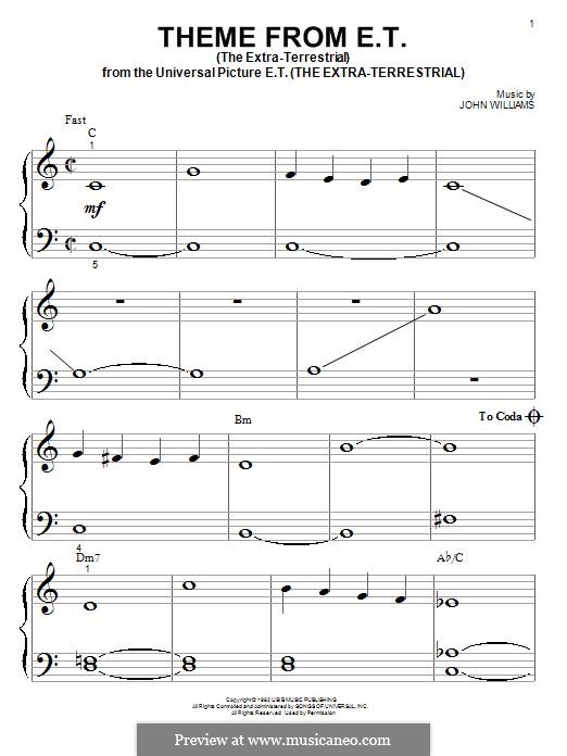 Theme from E.T. (The Extra-Terrestrial): Para Piano by John Williams