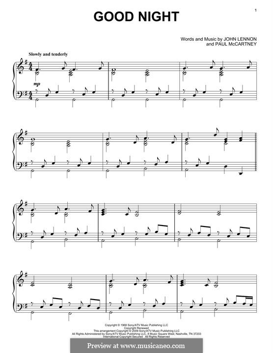 Good Night (The Beatles): Para Piano by John Lennon, Paul McCartney