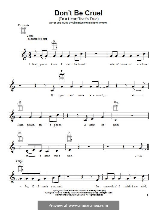 Don't Be Cruel: para ukulele by Elvis Presley, Otis Blackwell