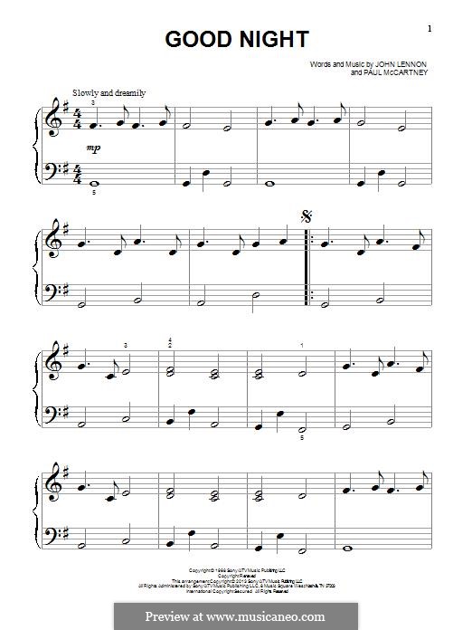 Good Night (The Beatles): Para Piano by John Lennon, Paul McCartney