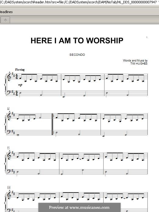 Here I am to Worship (Phillips, Craig & Dean): Para Piano by Tim Hughes