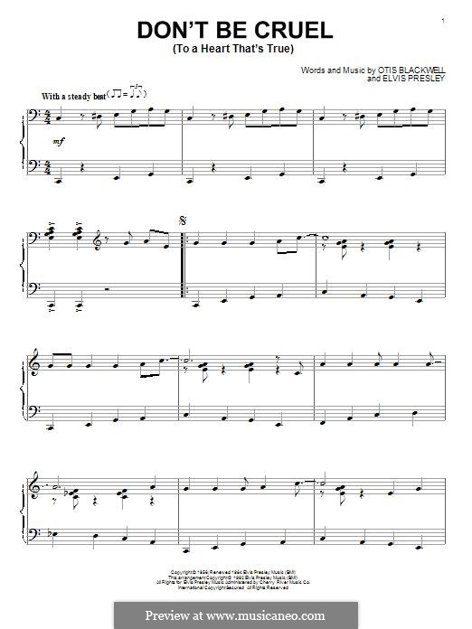 Don't Be Cruel: Para Piano by Elvis Presley, Otis Blackwell