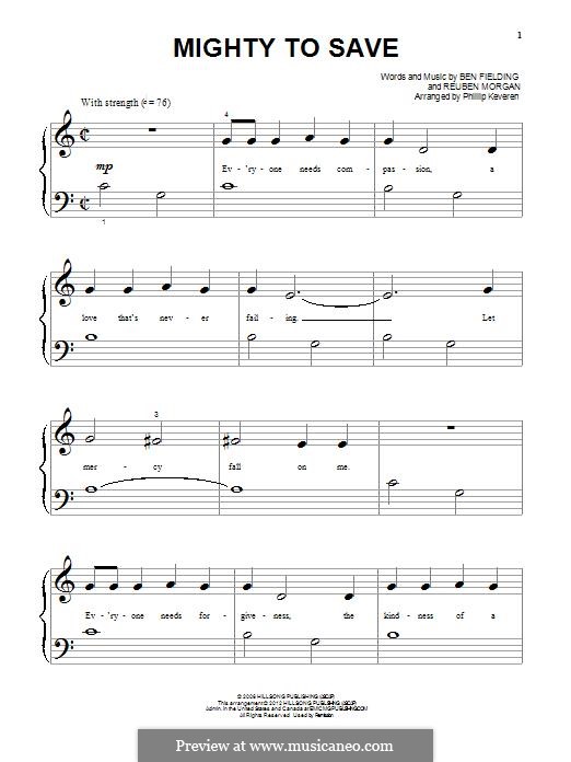 Mighty to Save (Hillsong UNITED): Para Piano by Ben Fielding, Reuben Morgan