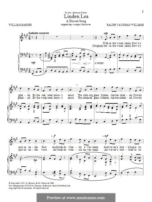 Linden Lea: Para vocais e piano by Ralph Vaughan Williams