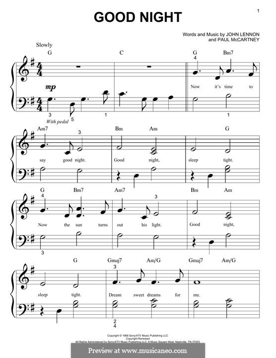 Good Night (The Beatles): Para Piano by John Lennon, Paul McCartney