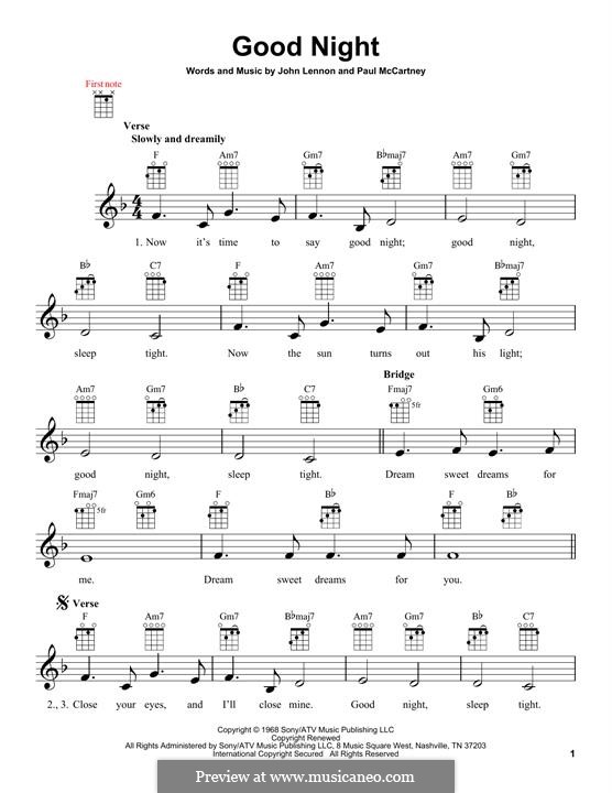 Good Night (The Beatles): para ukulele by John Lennon, Paul McCartney