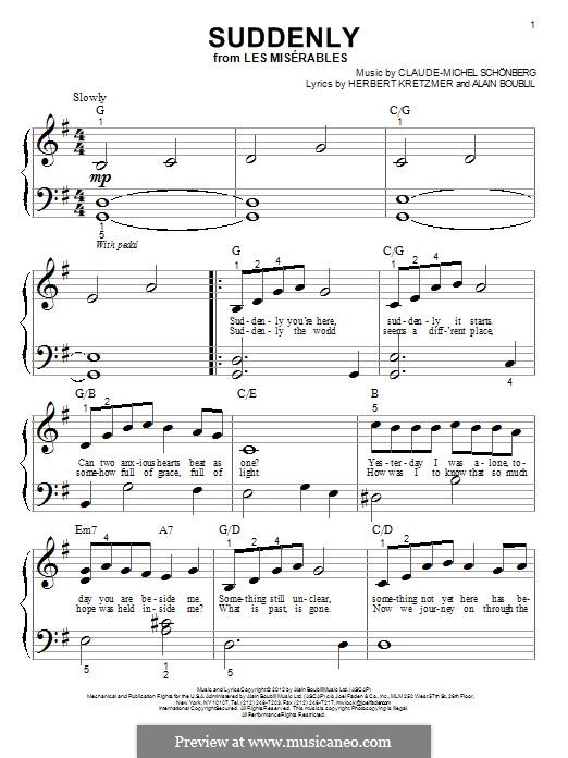Suddenly: Para Piano by Claude-Michel Schönberg