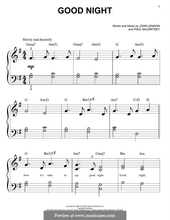 Good Night (The Beatles): Para Piano by John Lennon, Paul McCartney