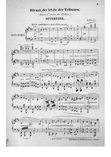 Rienzi, the Last of the Tribunes, WWV 49: Overture, para piano by Richard Wagner