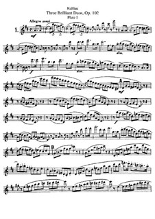 Three Brilliant Duos for Two Flutes, Op.102: flauta parte I by Friedrich Kuhlau
