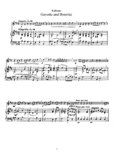 Gavotte and Bourrée for Flute and Piano: partitura by Johann Kuhnau