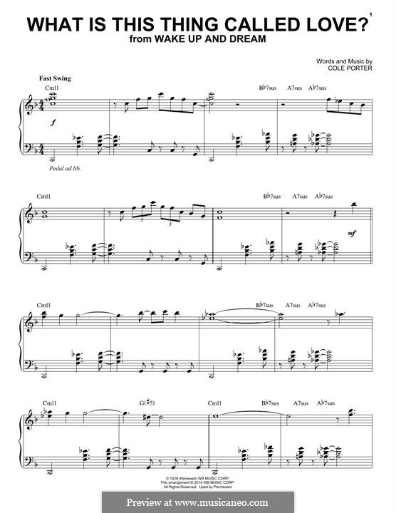 What Is This Thing Called Love?: For piano (jazz version) by Cole Porter