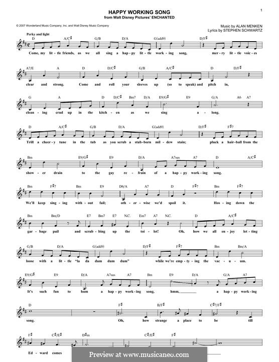 Happy Working Song (from Enchanted): para teclado by Alan Menken
