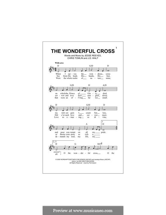 The Wonderful Cross (Phillips, Craig & Dean): para teclado by Chris Tomlin, Jesse Reeves