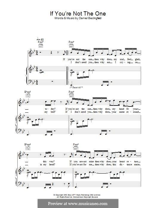 If You're Not The One: Para vocais e piano (ou Guitarra) by Daniel Bedingfield