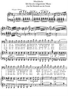 Die Heimkehr aus der Fremde (Son and Stranger), Op.89: Nr.4 Ich bin ein vielgereister Mann, Klavierauszug mit Singstimmen by Felix Mendelssohn-Bartholdy