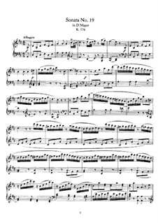 Sonata for Piano No.18 in D Major, K.576: For a single performer by Wolfgang Amadeus Mozart