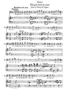 Hai gia vinta la causa: Partitura Piano-vocal by Wolfgang Amadeus Mozart