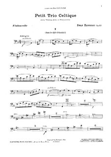 Petit trio celtique for Violin, Viola and Cello in F Major, Op.52: parte violoncelo by Swan Hennessy
