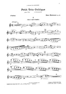 Petit trio celtique for Violin, Viola and Cello in F Major, Op.52: parte do violino by Swan Hennessy