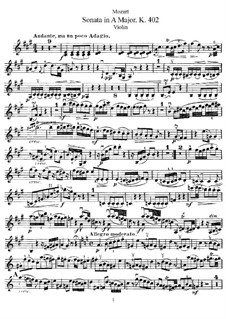 Sonata for Violin and Piano No.29 in A Major, K.402: Parte de solo by Wolfgang Amadeus Mozart