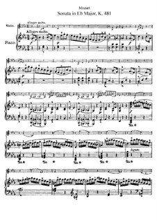 Sonata for Violin and Piano No.33 in E Flat Major, K.481: partitura by Wolfgang Amadeus Mozart