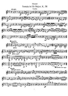 Sonata for Violin and Piano in E Flat Major , K.58: Parte de solo by Wolfgang Amadeus Mozart