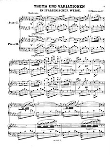 Theme and Variations in Italian Style for Two Pianos Four Hands, Op.67: Para Piano by Carl Thern