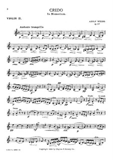 Credo for String Quartet, Op.53: violino parte II by Adolf Weidig
