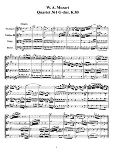 String Quartet No.1 in G Major, K.80/73f: Partitura completa, Partes by Wolfgang Amadeus Mozart