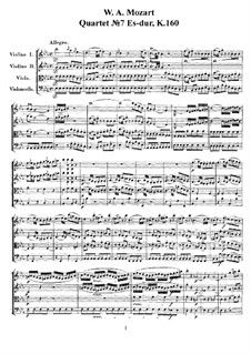 String Quartet No.7 in E Flat Major, K.160: partituras completas, partes by Wolfgang Amadeus Mozart