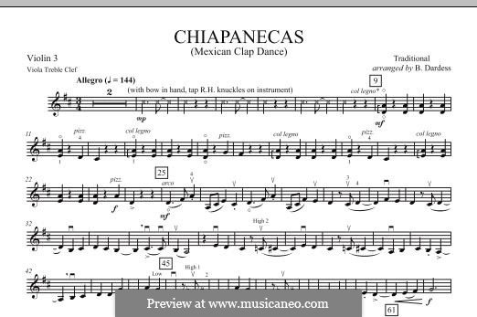 Chiapanecas: Violin 3 (Viola Treble Clef) part by folklore
