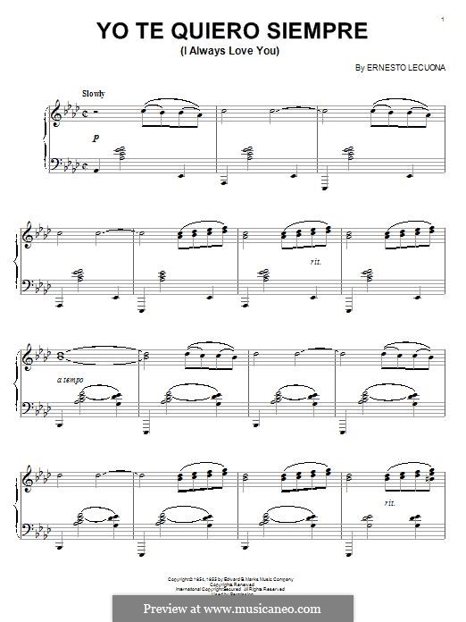 Yo Te Quiero Siempre (I Always Love You): Yo Te Quiero Siempre (I Always Love You) by Ernesto Lecuona