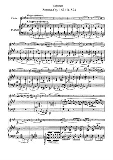 Sonata for Violin and Piano in A Major, D.574 Op.162: partitura by Franz Schubert