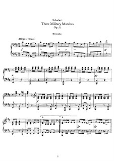 Three Marches Militaires for Piano Four Hands, D.733 Op.51: set completo by Franz Schubert