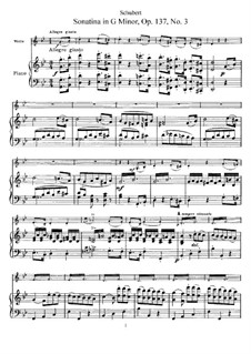 Sonatina for Violin and Piano No.3 in G Minor, D.408 Op.137: partitura by Franz Schubert