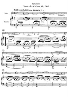 Sonata for Violin and Piano No.1 in A Minor, Op.105: Score by Robert Schumann