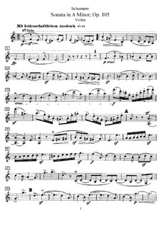 Sonata for Violin and Piano No.1 in A Minor, Op.105: Parte de solo by Robert Schumann