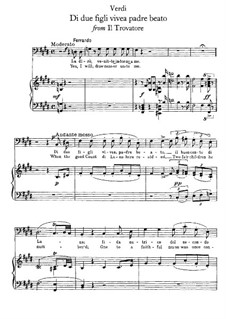 Di due figli vivea padre beato: Para vocais e piano by Giuseppe Verdi