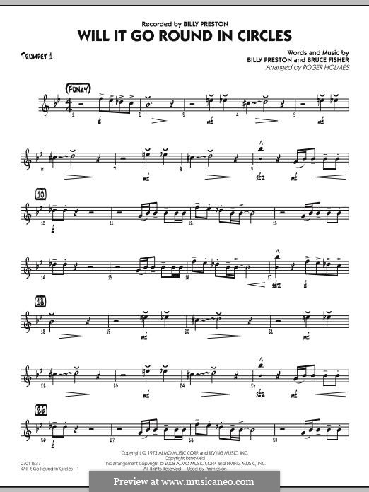 Will It Go Round in Circles (Billy Preston): Trumpet 1 part by Bruce Fisher